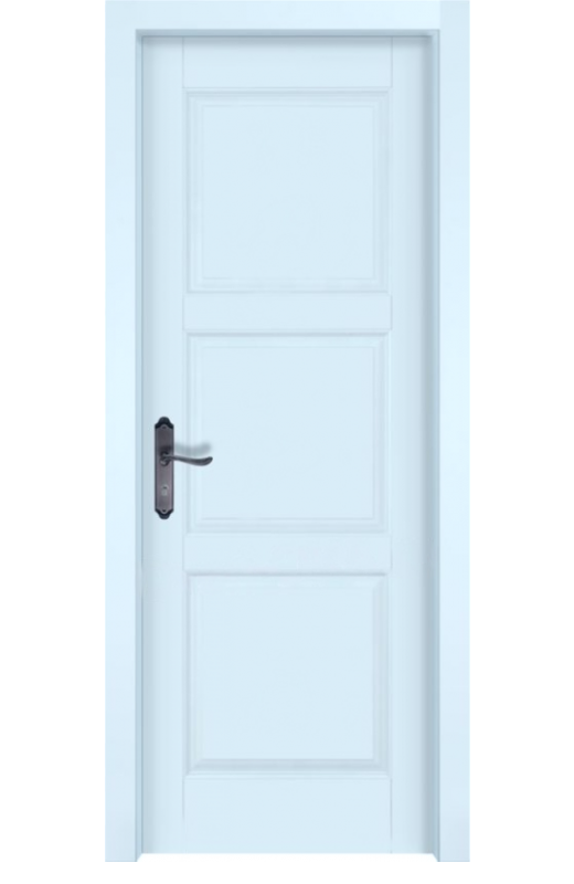 Дверь межкомнатная из массива ольхи "Турин", глухая (эмаль / голубой)