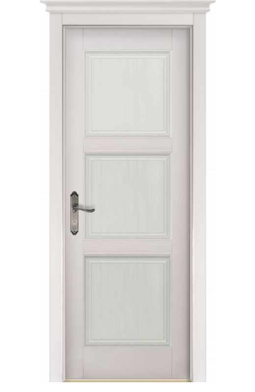 Дверь межкомнатная из массива сосны "Турин", глухая (эмаль, полиуретановый лак / слоновая кость)