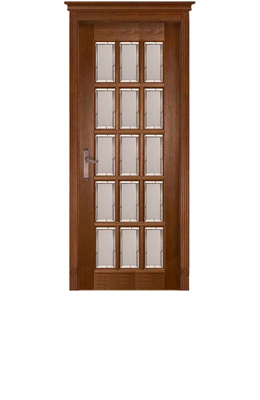 Дверь межкомнатная из массива дуба "Лондон-2", остекленная (полиуретановый лак / натуральный)