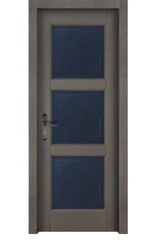 Дверь межкомнатная из массива ольхи "Турин", остекленная (бейц / серый)