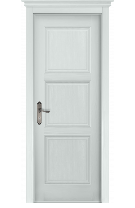 Дверь межкомнатная из массива сосны "Турин", глухая (эмаль, полиуретановый лак / белый)