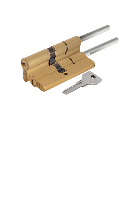 Цилиндровый механизм Cisa (Чиза) под вертушку (дл. шток) ASIX OE307-87.00 (90 мм/55+10+25), ЛАТУНЬ