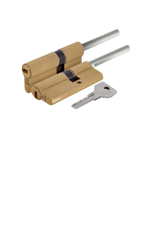 Цилиндровый механизм Cisa (Чиза) под вертушку (дл. шток) ASIX OE307-90.00 (80 мм/45+10+25), ЛАТУНЬ