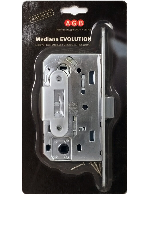 B01102.50.06.567 AGB (АГБ) Защелка врезная WC (никель) MEDIANA EV. (инд.упак+B01000.13)