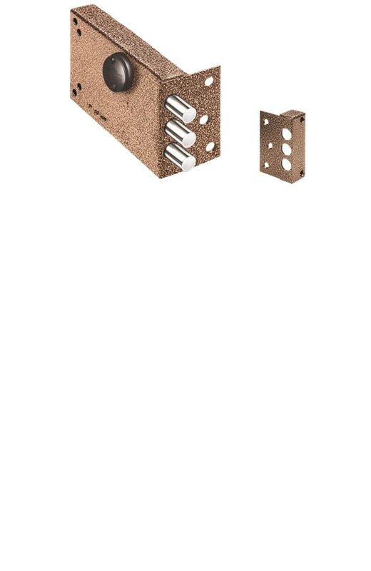 Замок Elbor (Эльбор) накладной Лазурит 1.02.51.КМА никель, сув., 3 риг., зап. коробка, медный антик /40062/