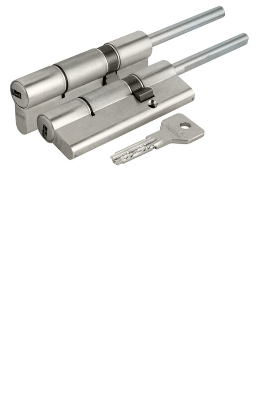 Цилиндровый механизм Cisa (Чиза) под вертушку (дл. шток) ASIX OE307-88.12 (100 мм/65+10+25), НИКЕЛЬ