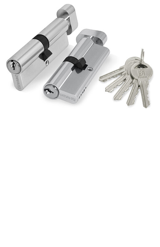 Цилиндровый Fuaro (Фуаро) механизм (100 ZM/80) 1000ZMKnob80(30+10+40) CP хром 5Key с вертушкой