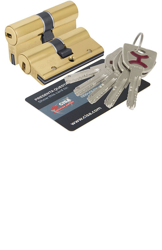 Цилиндровый Cisa (Чиза) механизм AP4S 0P3S1-13.66 (70 мм/30+10+30), ЛАТУНЬ