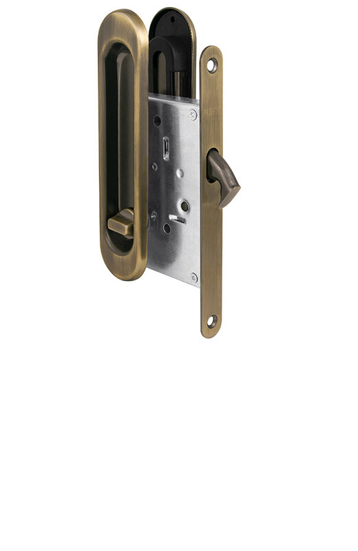 Защелка Punto (Пунто) с ручками для раздвижных дверей SH.SL152.KIT011-BK (Soft LINE SL-011) АВ бронза