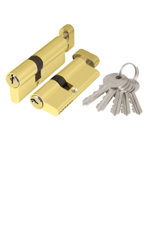 Цилиндровый Ajax (Аякс) механизм (AX102/70) AX1002Knob70 (30+10+30) PB латунь с вертушкой