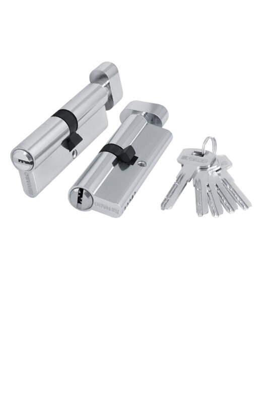 Цилиндровый Fuaro (Фуаро) механизм (200 ZM/60) 2000ZMKnob60(25+10+25) CP хром 5Key с вертушкой