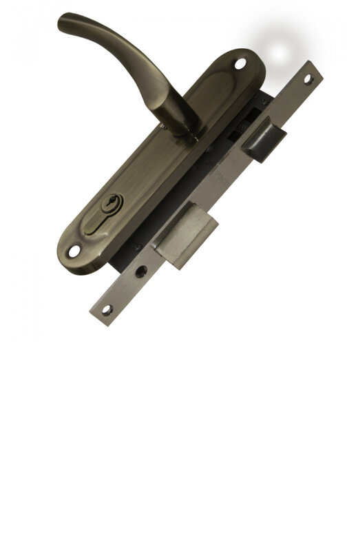 Замок Punto (Пунто) цилиндровый в комплекте с ручкой LOCKSET16.CRONA.4070-1 (KIT P16 4070 CRONA) AB бронза