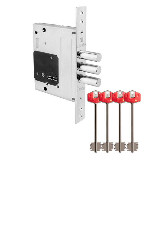 Замок Fuaro (Фуаро) врезной сувальдный TERMO MDV25/S-60.00.3R16 4 key (ключ удл. 120/75 мм)